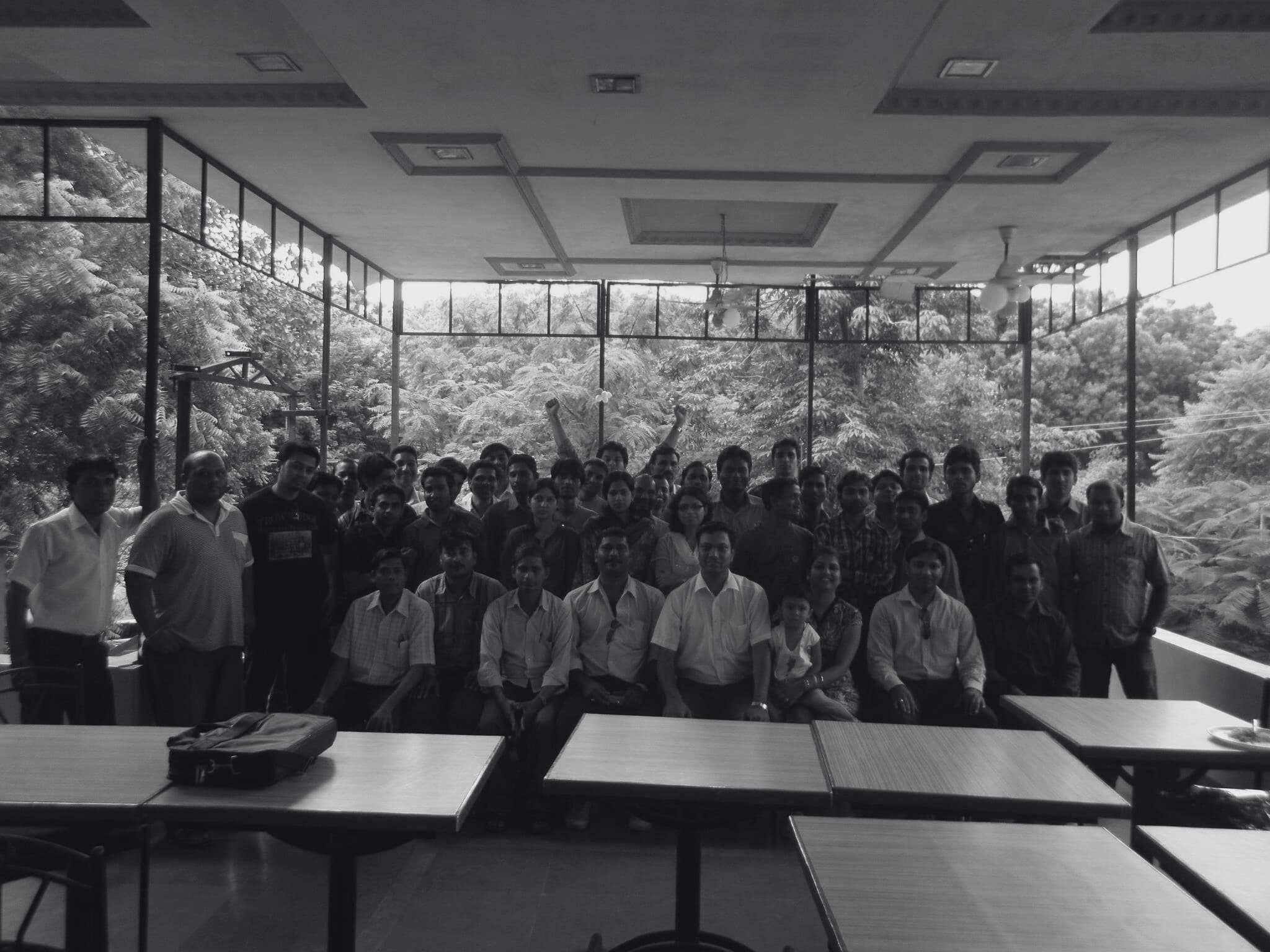 Sansoft colleagues gathered together in the company’s early years